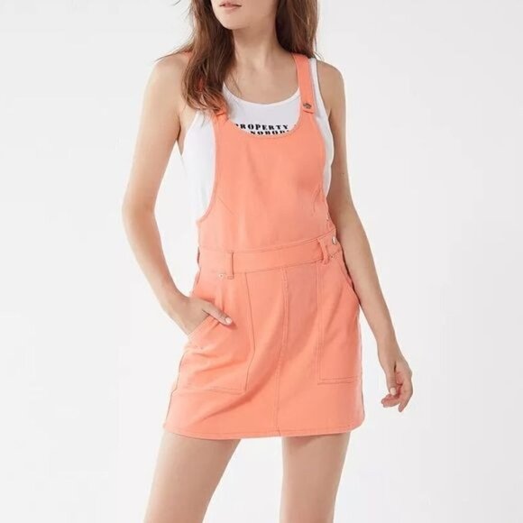 NWT Urban Outfitters Kingston Skirtall Overall Pink Rose Orange Summer Sz 4 - Picture 1 of 13